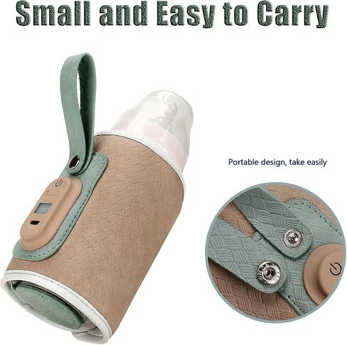 Baby Bottle Warmer, 2024 New Portable Baby Bottle Warmer, Rechargeable Baby Bottle Warmer,7 Different Temperatures Bottle Warmer with LED Display（Apricot） in Saudi Arabia