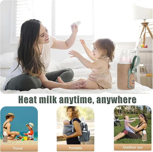 Baby Bottle Warmer, 2024 New Portable Baby Bottle Warmer, Rechargeable Baby Bottle Warmer,7 Different Temperatures Bottle Warmer with LED Display（Apricot） in Saudi Arabia