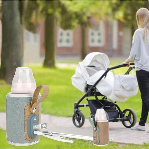 Baby Bottle Warmer, 2024 New Portable Baby Bottle Warmer, Rechargeable Baby Bottle Warmer,7 Different Temperatures Bottle Warmer with LED Display（Apricot） in Saudi Arabia