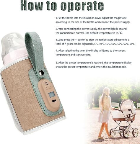 Baby Bottle Warmer, 2024 New Portable Baby Bottle Warmer, Rechargeable Baby Bottle Warmer,7 Different Temperatures Bottle Warmer with LED Display（Apricot） in Saudi Arabia