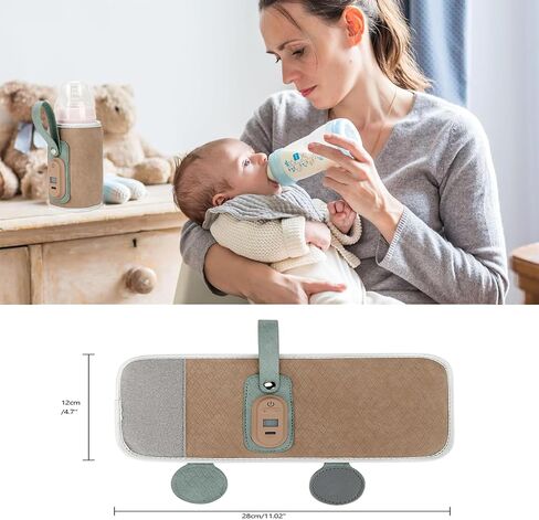 Baby Bottle Warmer, 2024 New Portable Baby Bottle Warmer, Rechargeable Baby Bottle Warmer,7 Different Temperatures Bottle Warmer with LED Display（Apricot） in Saudi Arabia