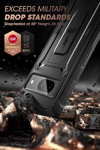 SUPCASE for Google Pixel 8 Case with Stand & Belt-Clip (Unicorn Beetle Pro), [Built-in Screen Protector] [Military-Grade Protection] Heavy Duty Rugged Kickstand Phone Case for Pixel 8, Black in Saudi Arabia