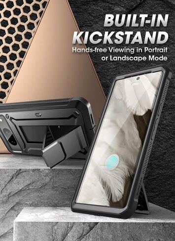 SUPCASE for Google Pixel 8 Case with Stand & Belt-Clip (Unicorn Beetle Pro), [Built-in Screen Protector] [Military-Grade Protection] Heavy Duty Rugged Kickstand Phone Case for Pixel 8, Black in Saudi Arabia