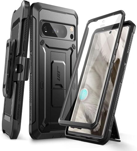 SUPCASE for Google Pixel 8 Case with Stand & Belt-Clip (Unicorn Beetle Pro), [Built-in Screen Protector] [Military-Grade Protection] Heavy Duty Rugged Kickstand Phone Case for Pixel 8, Black in Saudi Arabia