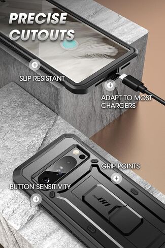 SUPCASE for Google Pixel 8 Pro Case 2023 with Screen Protector &Stand,Black in Saudi Arabia