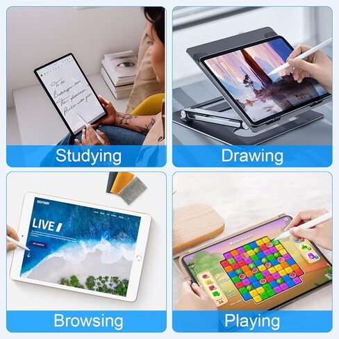 قلم شاشة لجهاز iPad، قلم Apple مع شحن سريع، رفض راحة اليد، حساسية للإمالة، قلم iPad بشاشة لمس نشطة لعام 2018-2024 iPad Pro 12.9 بوصة/11 بوصة، iPad 10/9/8/7/6، iPad Air 5/4 /3، آيباد ميني 6/5 in Saudi Arabia