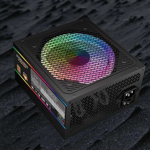 80+ Gold 750 Watt ATX Fully Modular Power Supply with 80 Plus Gold Certification, Compact 120mm Size, Low Noise RGB Fan 0 RPM, ARGB Fan Full Mold Cable, Black in Saudi Arabia