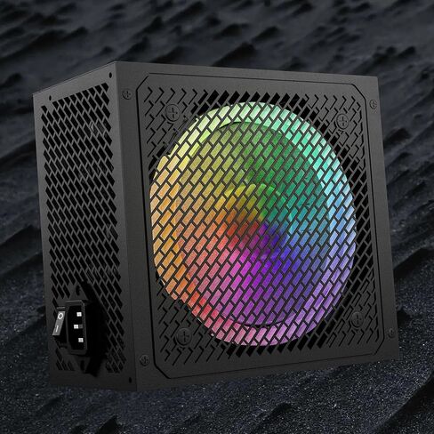 80+ Gold 750 Watt ATX Fully Modular Power Supply with 80 Plus Gold Certification, Compact 120mm Size, Low Noise RGB Fan 0 RPM, ARGB Fan Full Mold Cable, Black in Saudi Arabia