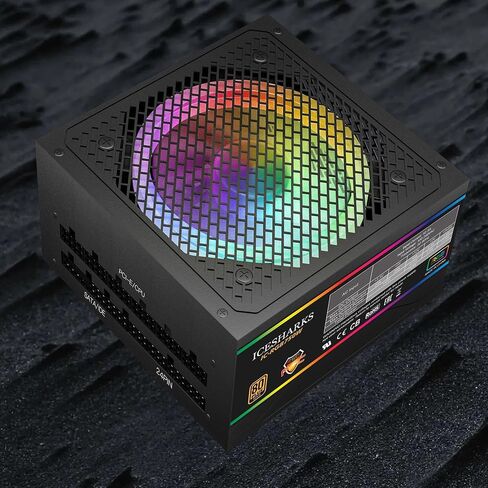 80+ Gold 750 Watt ATX Fully Modular Power Supply with 80 Plus Gold Certification, Compact 120mm Size, Low Noise RGB Fan 0 RPM, ARGB Fan Full Mold Cable, Black in Saudi Arabia