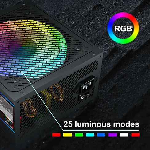 80+ Gold 750 Watt ATX Fully Modular Power Supply with 80 Plus Gold Certification, Compact 120mm Size, Low Noise RGB Fan 0 RPM, ARGB Fan Full Mold Cable, Black in Saudi Arabia