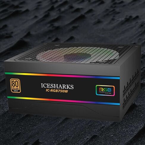 80+ Gold 750 Watt ATX Fully Modular Power Supply with 80 Plus Gold Certification, Compact 120mm Size, Low Noise RGB Fan 0 RPM, ARGB Fan Full Mold Cable, Black in Saudi Arabia