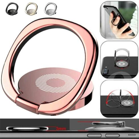 Cell Phone Ring Holder Grip Finger Kickstand Turns 360° Degrees & 180° Degrees Adjustable to Fit Your Needs Helps Stabilize Phone for Selfies 4 Colors Available iPhone Stand Phone Grip 62728 Rose Gold in Saudi Arabia