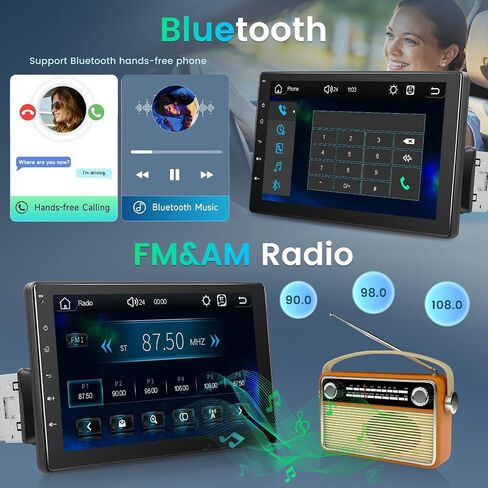 ستيريو سيارة بشاشة لمس واحدة Din مع Carplay لاسلكي وAndroid Auto - راديو سيارة عالي الدقة 9 بوصة قابل للإزالة مع صوت EQ، وصلة مرآة، FM، SWC + 12 كاميرا رؤية خلفية LED in Saudi Arabia