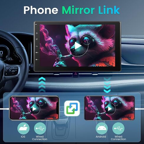 ستيريو سيارة بشاشة لمس واحدة Din مع Carplay لاسلكي وAndroid Auto - راديو سيارة عالي الدقة 9 بوصة قابل للإزالة مع صوت EQ، وصلة مرآة، FM، SWC + 12 كاميرا رؤية خلفية LED in Saudi Arabia