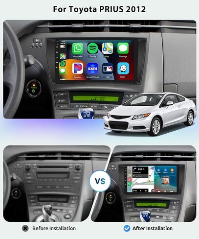 راديو سيارة 8 Core 4G+64G لسيارة Toyota Prius 2010 2011 2012 2013 2014 2015، ستيريو سيارة Apple Carplay Android Auto لاسلكي، شاشة لمس IPS 9 بوصة مع WiFi، GPS، بلوتوث، FM/RDS، 32EQ DSP، كاميرا خلفية in Saudi Arabia