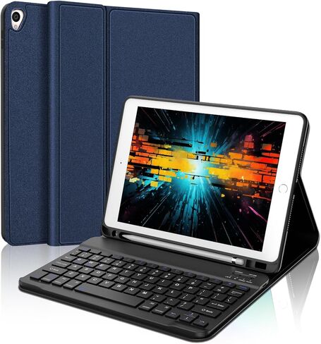 Keyboard Case for iPad 9th/8th/7th Generation 10.2 inch 2021/2020/2019, Slim Smart Folio Case with Pencil Holder, Detachable Wireless Bluetooth Keyboard, Soft TPU Cover for iPad 9th Gen 2021, Grey in Saudi Arabia