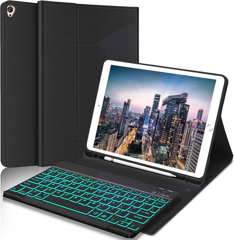 Keyboard Case for iPad 9th/8th/7th Generation 10.2 inch 2021/2020/2019, Slim Smart Folio Case with Pencil Holder, Detachable Wireless Bluetooth Keyboard, Soft TPU Cover for iPad 9th Gen 2021, Grey in Saudi Arabia