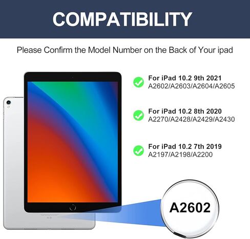 Keyboard Case for iPad 9th/8th/7th Generation 10.2 inch 2021/2020/2019, Slim Smart Folio Case with Pencil Holder, Detachable Wireless Bluetooth Keyboard, Soft TPU Cover for iPad 9th Gen 2021, Grey in Saudi Arabia