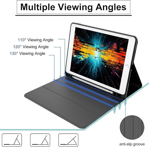 Keyboard Case for iPad 9th/8th/7th Generation 10.2 inch 2021/2020/2019, Slim Smart Folio Case with Pencil Holder, Detachable Wireless Bluetooth Keyboard, Soft TPU Cover for iPad 9th Gen 2021, Grey in Saudi Arabia