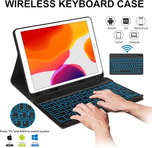 Keyboard Case for iPad 9th/8th/7th Generation 10.2 inch 2021/2020/2019, Slim Smart Folio Case with Pencil Holder, Detachable Wireless Bluetooth Keyboard, Soft TPU Cover for iPad 9th Gen 2021, Grey in Saudi Arabia