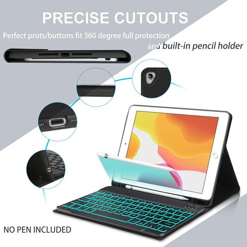 Keyboard Case for iPad 9th/8th/7th Generation 10.2 inch 2021/2020/2019, Slim Smart Folio Case with Pencil Holder, Detachable Wireless Bluetooth Keyboard, Soft TPU Cover for iPad 9th Gen 2021, Grey in Saudi Arabia