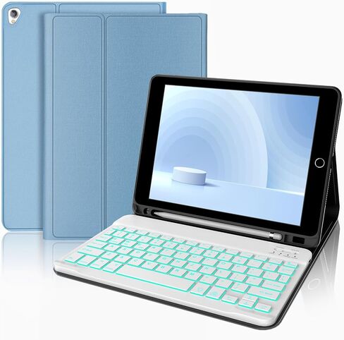Keyboard Case for iPad 9th/8th/7th Generation 10.2 inch 2021/2020/2019, Slim Smart Folio Case with Pencil Holder, Detachable Wireless Bluetooth Keyboard, Soft TPU Cover for iPad 9th Gen 2021, Grey in Saudi Arabia