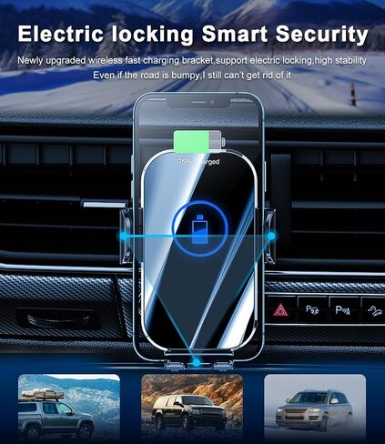 Wireless Car Charger Mount, 15W Fast Charging Auto Clamping Car Charger Holder for iPhone/Samsung for iPhone 15 14 13 12 11 Pro,Samsung Galaxy S23 Ultra S22 S21 S20, S10+ S9+(Silver) in Saudi Arabia