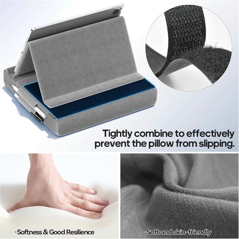 KDD Tablet Pillow Stand, Multi-Angle Viewing I-pad Holder for Lap, Bed and Desk, Foldable Soft Pad Dock with Stylus Mount Compatible with I-pad Pro 12.9, 10.5, 11, Air, Mini, Phones, Books, E-Reader in Kuwait