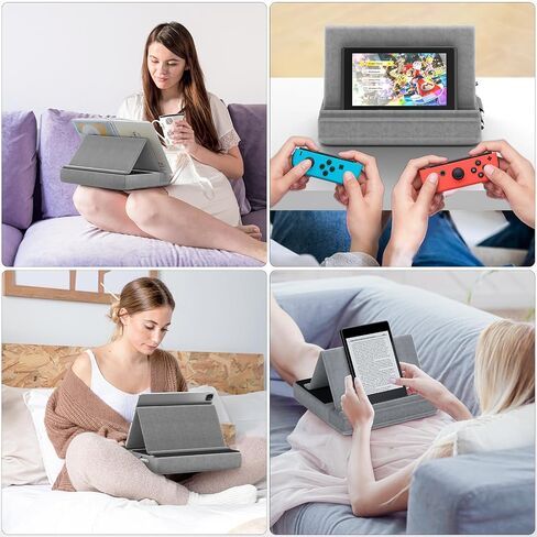 KDD Tablet Pillow Stand, Multi-Angle Viewing I-pad Holder for Lap, Bed and Desk, Foldable Soft Pad Dock with Stylus Mount Compatible with I-pad Pro 12.9, 10.5, 11, Air, Mini, Phones, Books, E-Reader in Kuwait