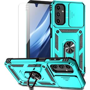 for Samsung Galaxy A25 5G Case with Camera Lens Cover HD Screen Protector, Dual Layer Military-Grade Drop Tested Magnetic Ring Holder Kickstand Protective Phone Case for Samsung Galaxy A25 5G (Navy)