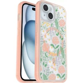 حافظة OtterBox iPhone 15، وiPhone 14، وiPhone 13 (فقط) Symmetry Series+ - شفافة/خوخي بلوم، مثبتة على MagSafe، حواف مرتفعة للغاية تحمي الكاميرا والشاشة - عبوة غير مخصصة للبيع بالتجزئة