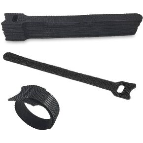 Reusable Cable Ties Management Microfiber fastening cloth, Adjustable Fastener Cable Strap Hook and Loop Cord Ties, Black. (4 inch 30 Pieces)