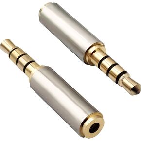 3.5mm Headphone Adapter 4-Pole 3.5mm Male to 2.5mm Female Jack Stereo Audio Converter Metal Shell for Headset, Audio Earphone, Microphone (2 Pack-2.5 to 3.5mm F/M)