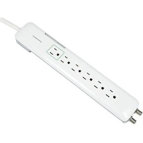 Monoprice Power & Surge - قطاع الطاقة الواقي من 6 منافذ رفيعة مع حماية الخط المحوري - 4 أقدام - أبيض | سلك بتصنيف UL يبلغ 1080 جول مع مؤشر ضوئي محمي in Kuwait