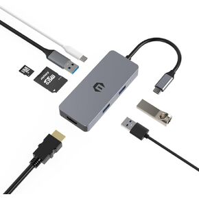 USB C Hub, USB C Docking Station 7 in 1 Multiport USB C Adapter HDMI, 100W PD, 3 USB A 3.0, SD/TF Dock for Typ C Laptop
