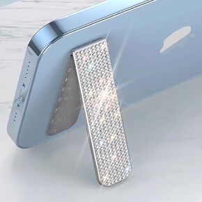 Bling Cell Phone Kickstand, Sparkle Vertical and Horizontal Stand, Adjustable Angle, Compatible with iPhone 15/15 Plus/15 Pro/15 Pro Max,14/13/12 Series, Galaxy S23/S22/S21 Series,Silver