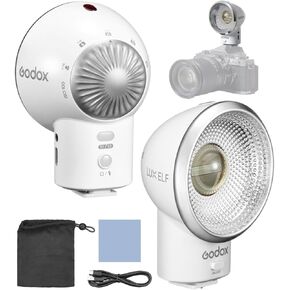 Godox LUX ELF Retro Camera Flash Universal Portable On-Camera Flash Camera Speedlight 5 Power Steps Built-in Battery with Type-C Charging Cable Compatible with Canon Sony Nikon Cameras