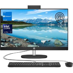 HP Newest 27" FHD Touchscreen Intel Ultra 7 AI All-in-One Desktop, 27" FHD Touchscreen, Intel Ultra 7 155U (Beats Intel i7 1355U), 16GB DDR5 RAM, 1TB SSD, Wired KB & Mouse, Wi-Fi 6, Windows 11 Home