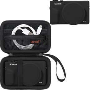 Canboc Case for Canon PowerShot G7X Mark III Digital Camera, 1* Hard Carrying Case + 1* Soft Silicone Cover with Removable Lens Cover, Pink (Case Only)