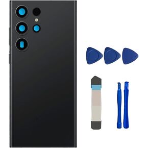Galaxy Black S23 Ultra Back Glass Replacement for Samsung Galaxy S23 Ultra 5G Back Glass Cover with Pre-Installed Camera Lens and Adhesive + Repair Tool Kits