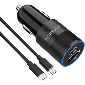 35W USB C Fast Car Charger [Apple MFi Certified] for iPhone14/14 Pro/14 Pro Max/14 Plus, iPhone13/12/11/Mini/XS/XR/8/SE, 20W PD3.0 Rapid Charging Adapter + 6Ft Type C to Lightning Cable Cord