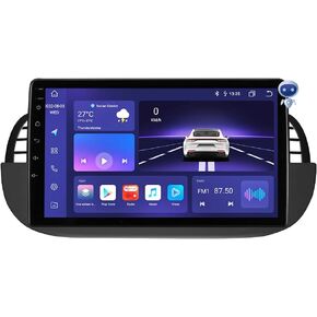 9" QLED Touchscreen Car Radio Android Stereo Compatible with Fiat 500 2007-2014 with Wireless Carplay/Android Auto UNISOC 7862 8-Core 4+32GB Bluetooth WiFi GPS DSP
