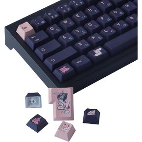 JOMKIZ Keycaps, 148 Keys Dye Sublimation Cherry Profile Keycaps Japanese PBT Keycap Set for Cherry MX Switches ISO/ANSI Layout Mechanical Keyboards