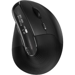 Ergonomic Mouse with OLED Screen, Rechargeable Vertical Ergo Wireless Mice, Quiet Click, Bluetooth & 2.4G, 5 Adijustable DPI 800-6400 for Laptop/PC/Desktop/Computer/iPad - Black