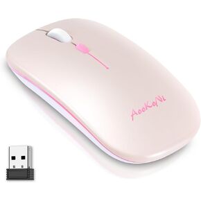 Wireless Bluetooth Mouse, Rechargeable USB Optical Mouse, LED Slim Dual Mode(Bluetooth 5.2 and 2.4G) Wireless Mouse for Laptop, PC, Mac OS, Android, Windows (Type C Charging Port, Black)