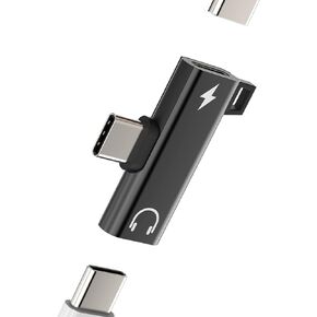 Dual USB C Headphone Adapter Dongle(2in1) DAC Type-C Charger Aux Audio Jack Splitter Cable Compatible for Samsung Galaxy S23 S22 LG Pixel iPhone15 Pro Max Plus iPad 10、Air4/5、Mini6、Pro12.9
