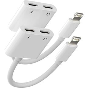 2pack,Compatible for iPhone Headphone Adapter Double Compatible with Lightning Port to Audio Jack and Charger Earphone Charging Splitter 11 12Mini pro xs xr 7 8 for ipad Connector Converter for Apple