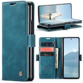 Kowauri for Samsung Galaxy Z Fold 6 Case, Classic Design Leather Wallet Magnetic Closure Flip Case with Kickstand Card Holder Slot Shockproof Protective Cover for Samsung Galaxy Z Fold 6 5G (Black)