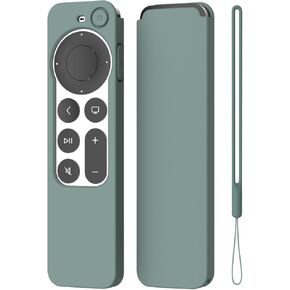 K TOMOTO Compatible with Apple TV 4K Siri Remote Case 2021, Silky-Soft Anti-Slip Protective Silicone Cover for Siri Remote Control 2nd Generation [Lanyard Included], Pine Green