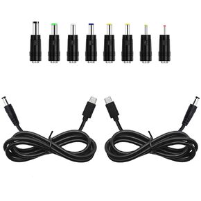 2Pcs 3.3ft USB C Male Input to DC 5.5mm x 2.5mm Barrel PD Trigger Charge Cable 12V 3A Output Power Cord with 8 Connectors